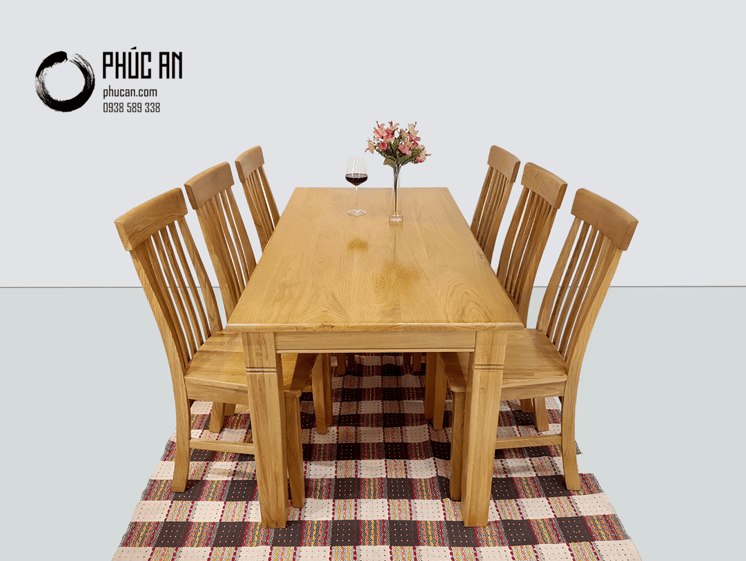 Bộ bàn ăn gỗ Sồi Mỹ 6 ghế màu tự nhiên sẽ là lựa chọn hoàn hảo cho không gian bếp của bạn. Với thiết kế tối giản và chất liệu gỗ sồi Mỹ cao cấp, bộ bàn ăn này không chỉ đem lại sự thoải mái trong khi ăn uống mà còn tôn lên vẻ đẹp tự nhiên của nội thất.