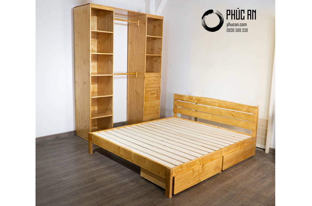 Bộ phòng ngủ gỗ Thông hiện đại (combo 1) - NỘI THẤT PHÚC AN - Nội ...