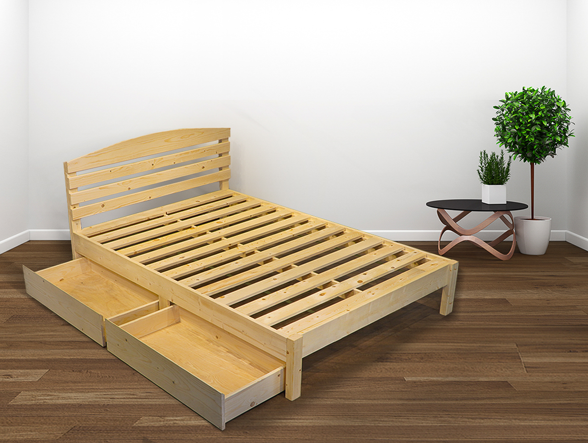 1m6] Giường ngủ gỗ Thông có đầu 2 hộc kéo - NỘI THẤT PHÚC AN - Nội ...